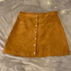 Tan Suede Snap Mini Skirt Size 12